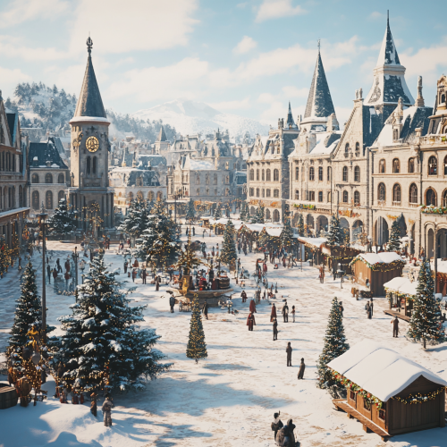 A Winter Town Celebration in Europe