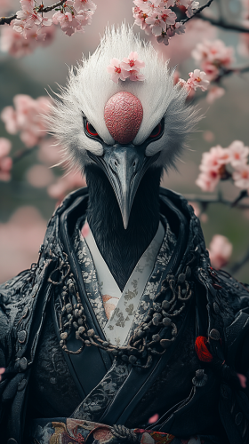 A Wise Crane in a Japanese Temple Garden