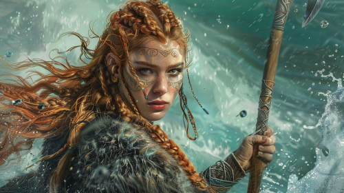 A Wise Viking Woman Looks Over the Sea.