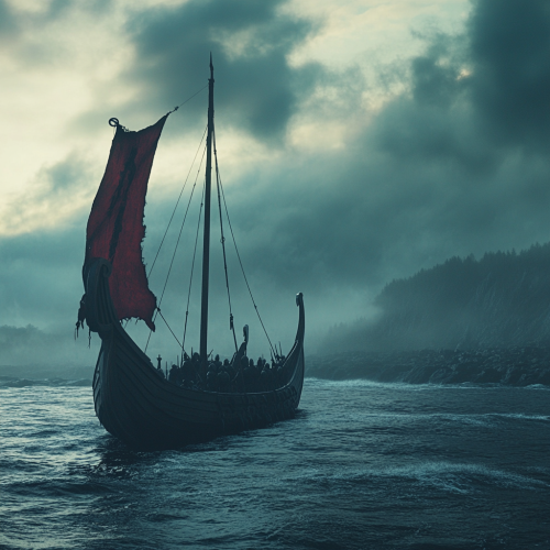 A Wolf Attacks a Startled Viking on Ship A Wolf Attacks a Startled Viking on Ship