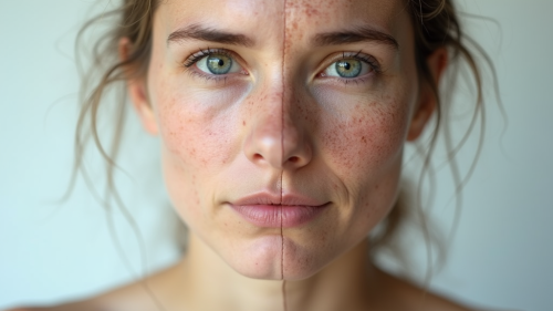 A Woman's Face Contrasting Youth and Age