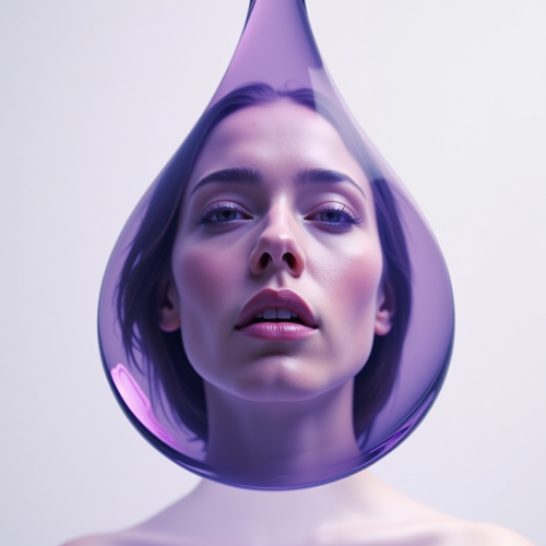 A Woman's Face Melting into Violet Abstract Art