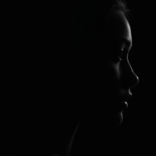 A Woman's Profile Silhouette in Dramatic Lighting