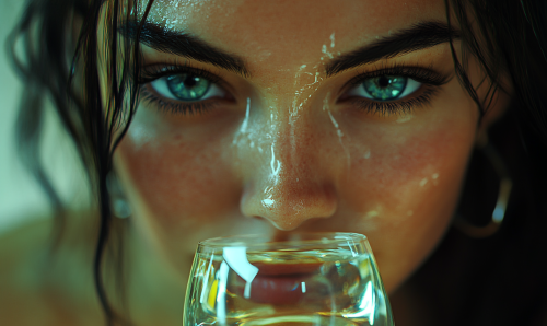 A Woman Drinking a Colorful Drink Joyfully