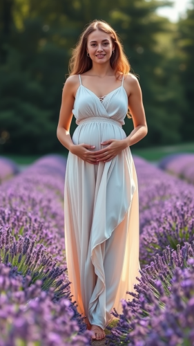 A Woman Expressing Feminine Strength in Lavender Field