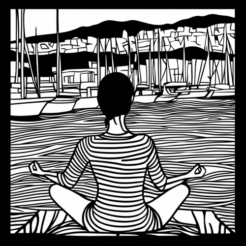 A Woman Meditating by Marina Coloring Book Page