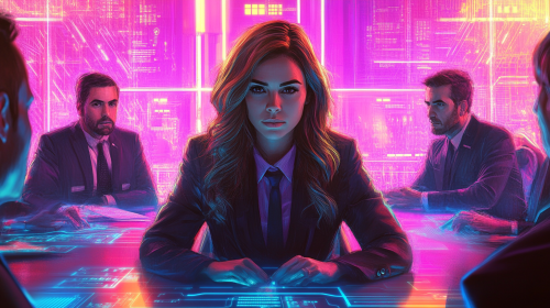 A Woman in Hi-Tech Meeting Room Display