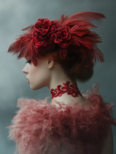 A Woman with Feathers and Red Flowersclarsimp