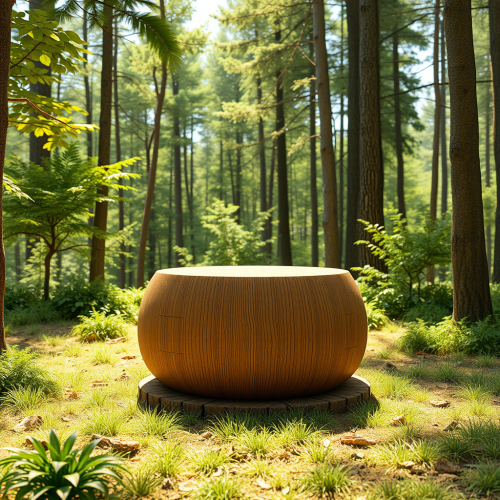 A Wooden Product Rendered in Sunlit Forest