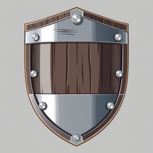 A Wooden and Metal Shield Illustration