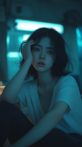 A Worried Japanese Model Influencer in Ultra Definition