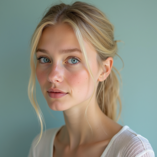A Young Blonde Girl with Blue Eyes