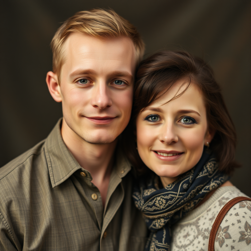 A Young Girl and Her Husband's Portrait
