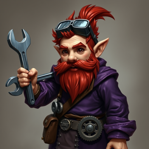 A Young Gnome Wizard with Red Crest Hair