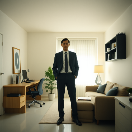 A Young Lawyer in Modern Minimalist Home Office