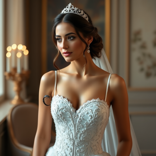 A Young Lebanese Bride in a Simple Corset Dress