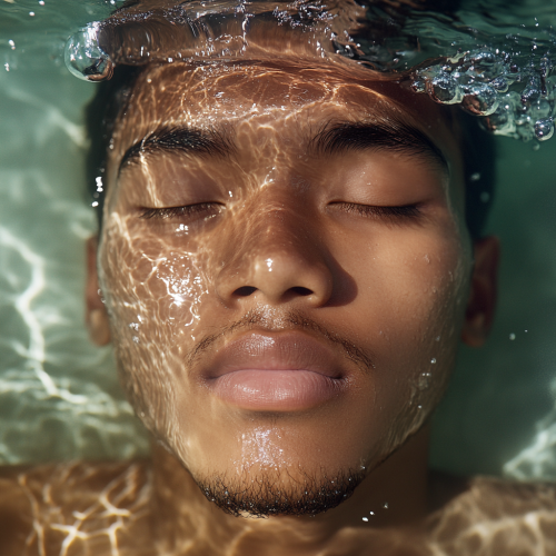 A Young Malay Man Serenely Floating Underwater