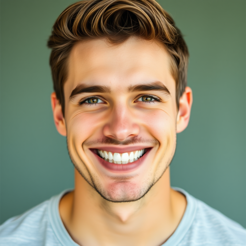 A Young Man Smiling with Teeth Aligners