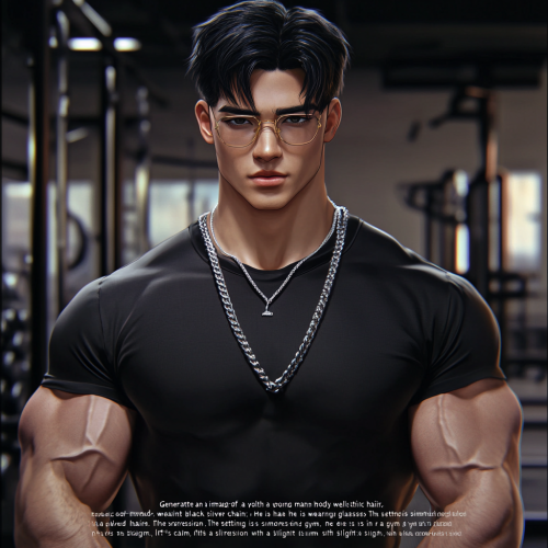 A Young Man in a Black T-Shirt at Gym