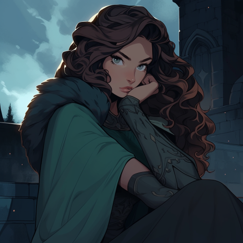 A Young Norman Lady in a Castle at Night