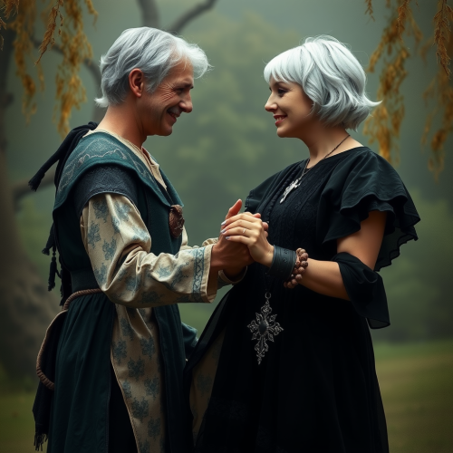 A Young Witch Man and Woman Dancing Lovingly A Young Witch Man and Woman Dancing Lovingly