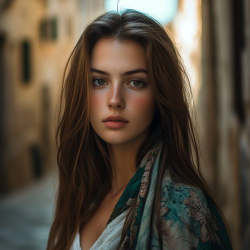 A Young Woman in a Twilight Village