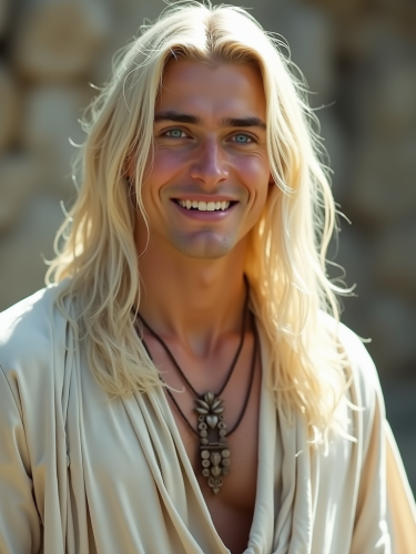 A Youthful Tribal Man with Luminous Features