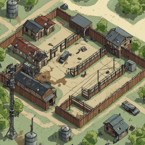 A Zombie Base with Wooden Fence and Facilities