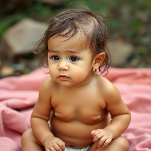 A baby girl enjoying nature.