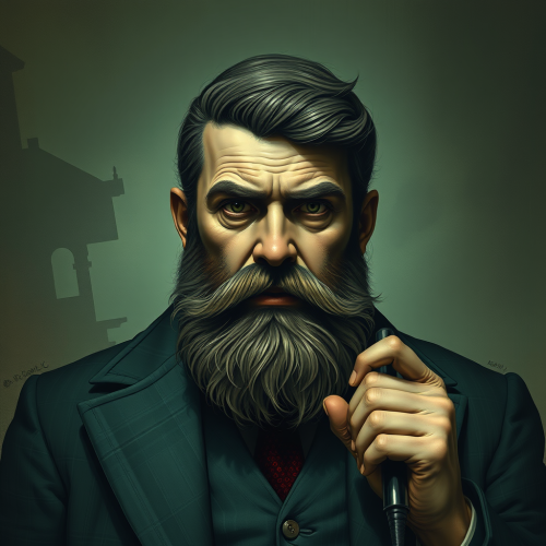 A bearded detective from the 1920s investigates.