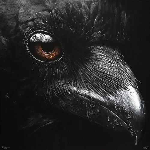 A beautiful, detailed raven's head close-up