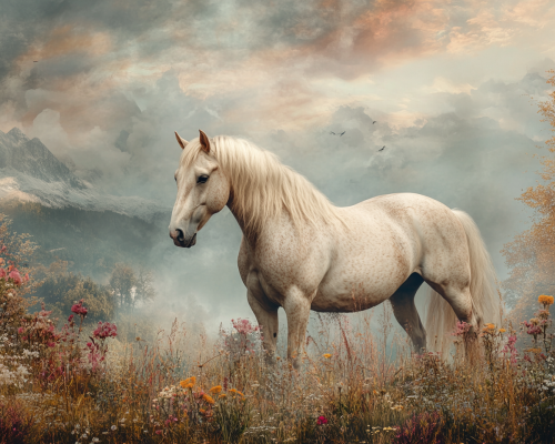 A beautiful horse in romantic movie-inspired photography.