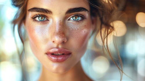 A beautiful natural face in bright light