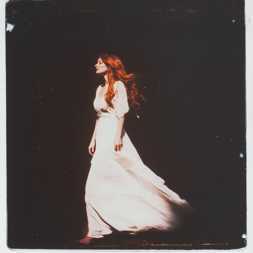 A beautiful woman in a white gown