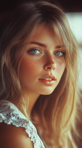 A beautiful woman in detailed 1970s-style photo