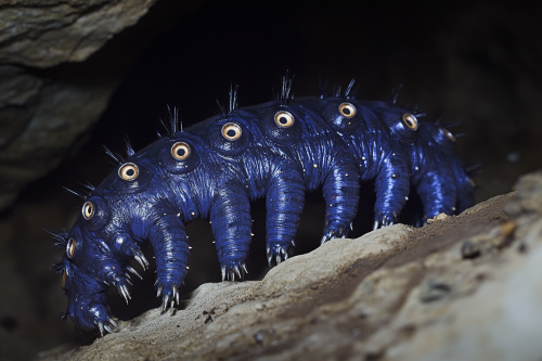 A big blue caterpillar monster with lots of eyes.