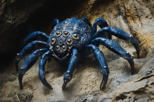 A big blue centipede with lots of legs.