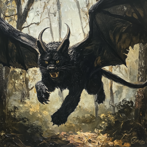 A black demon with horns and tentacles running.