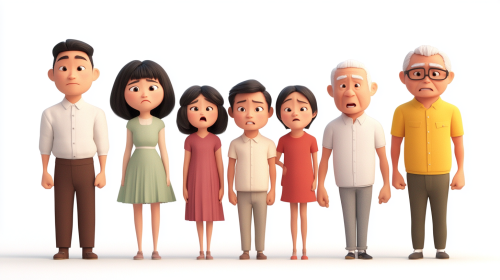 A blend of Chinese and Malaysian families at in grief and anger.