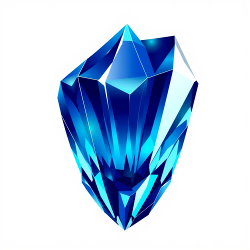 A blue crystal on a clear background.