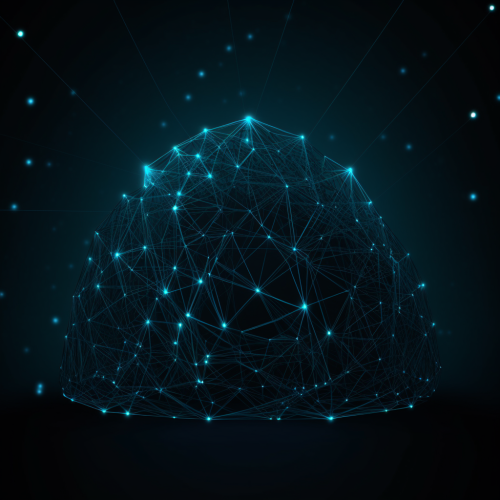 A blue mesh environment with star background