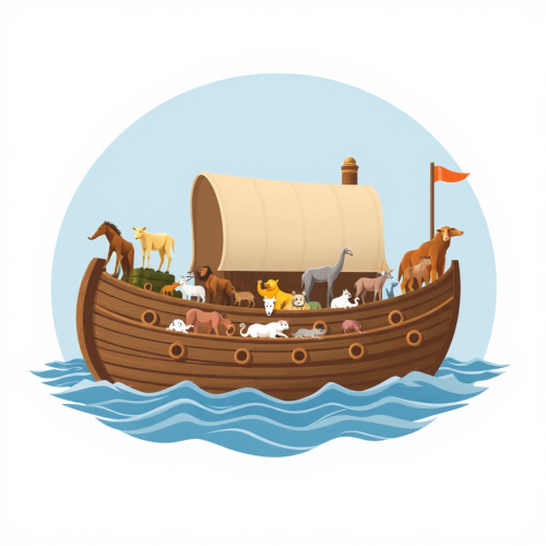 A boat carrying animals floating on the sea. A boat carrying animals floating on the sea.