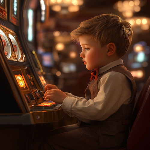 A boy from old days in modern casion