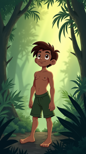 A boy named Tarzan in the jungle.