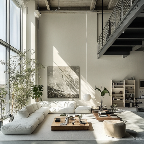 A bright spacious loft filled with plants and art. A bright spacious loft filled with plants and art.