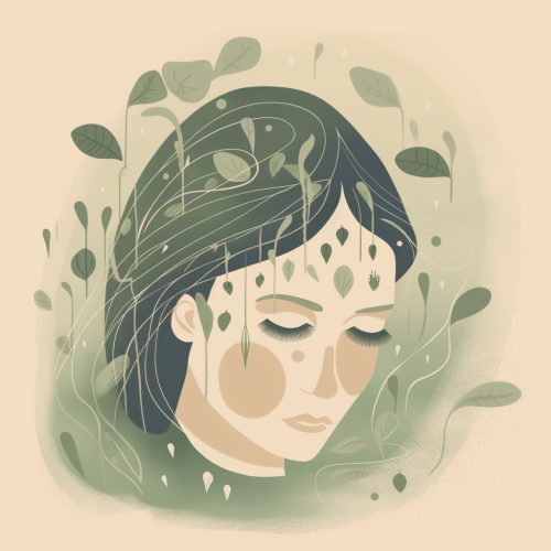 A calm scalp with flowing hair and nature. A calm scalp with flowing hair and nature.