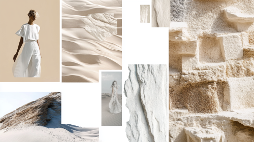 A calming nature-inspired moodboard with cream and blue