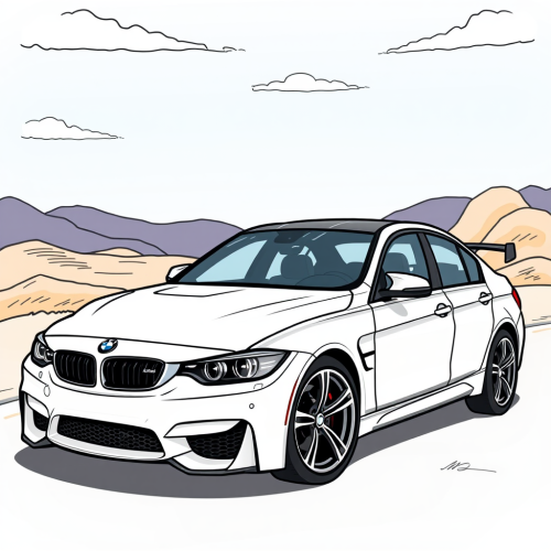 A cartoon drawing of the BMW M3 F80.
