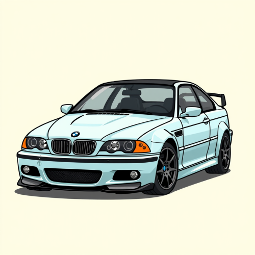 A cartoon of a BMW M3 in PNG.