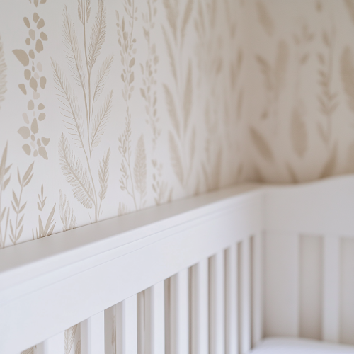 A close look at nursery wallpaper pattern, clean image.